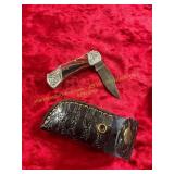 Damascus Pocket Knife with Sheath