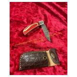 Damascus Pocket Knife with Sheath