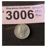 uncirculated 1945 mercury silver dime