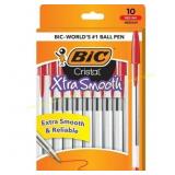 BIC Cristal Smooth Pens, 1.0 mm, Red, 10 Pk