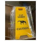 2PCS Cat Vomit Caution Sign, Cat Vomit Sign