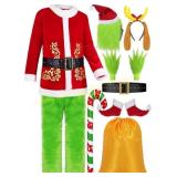 IBQ 10pcs Adult Green Monster Costume Set 3XL