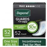 Depend Guards Incontinence Pads for Men 52Ct Depend Guards Incontinence Pads for Men 52Ct