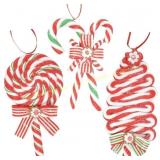 2ct Glitter Candy Cane Ornaments, 3 Styles 2ct Glitter Candy Cane Ornaments, 3 Styles