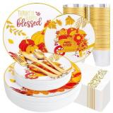 MirthMood 175PCS Thanksgiving Plates Set MirthMood 175PCS Thanksgiving Plates Set
