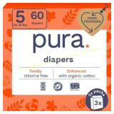 Pura Sensitive Soft Baby Diapers Size 5, 60 Ct Pura Sensitive Soft Baby Diapers Size 5, 60 Ct