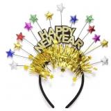 3ct Happy New Year Star Tinsel Hair Band, One Size 3ct Happy New Year Star Tinsel Hair Band, One Size
