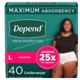 40pk Depend Fresh Protection Adult Underwear L 40pk Depend Fresh Protection Adult Underwear L
