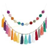 Boho Tassel Garland Pom Poms Garland Banner Boho Tassel Garland Pom Poms Garland Banner