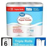 Great Value Strong Paper Towels, 6 Triple Rolls Great Value Strong Paper Towels, 6 Triple Rolls