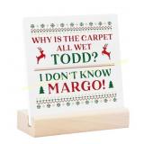 2 Ct. Christmas Sign, 4.4x4 in, Griswold Decor 2 Ct. Christmas Sign, 4.4x4 in, Griswold Decor