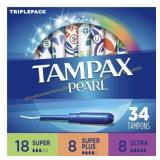 Tampax Pearl Triple Pack Tampons - 34ct Tampax Pearl Triple Pack Tampons - 34ct