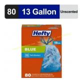 Hefty Trash Bags, Blue, 13 Gal, 80 Count Hefty Trash Bags, Blue, 13 Gal, 80 Count