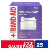 3 ct. BAND-AID Small Cushion Gauze Pads, 2x2, 25 C 3 ct. BAND-AID Small Cushion Gauze Pads, 2x2, 25 C
