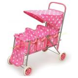 Badger Basket Triple Doll Stroller - Pink Dots Badger Basket Triple Doll Stroller - Pink Dots