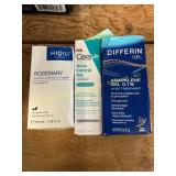 Rosemary Ess. Oil, CeraVe Acne Gel, Differin Gel