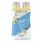 2 Pack Secret Dry Spray Deodorant, Vanilla, 4.1 oz