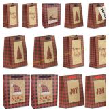 Iconikal 24-Pack Kraft Buffalo Plaid Bags