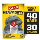Glad ForceFlex Trash Bags, 30 Gal, 40 Ct