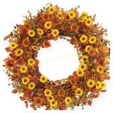 Fall Wreath 22" Door Wreath with Wildflower
