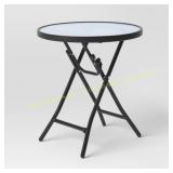 Glass Round Printed Outdoor Side Table