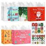 16" Extra Large Christmas Gift Bags, 12 Pack