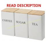 Set of 3 Iron Coffee Tea Sugar Canisters