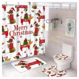 Tingjoo Dachshund Xmas Shower Curtain Set