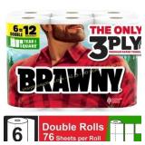 Brawny 3-Ply Paper Towels, 6 Double Rolls