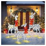 3 Pcs 5 ft Large Lighted Reindeer Family Set