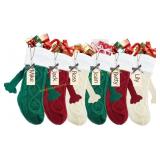 White Plush Xmas Stockings, 18In, 6 Pcs