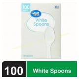 Great Value White Plastic Spoons, 100 Ct