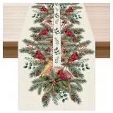 3ct Pine Cardinal Xmas Table Runner 13x72