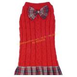 LETSQK Dog Sweaters w/ Leash Hole, Red - S