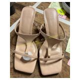 Ermonns Size 8.5 Toe Thong Heeled Sandal