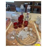 Red Glassware, Platters, Misc