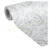 2ct Duck Brand Gray Damask Shelf Liner 20"x15