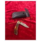 Damascus Pocket Knife with Sheath Damascus Pocket Knife with Sheath