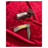 Damascus Pocket Knife with Sheath Damascus Pocket Knife with Sheath