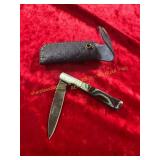 Damascus Pocket Knife With Sheath Damascus Pocket Knife With Sheath