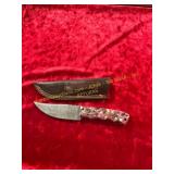 Multi Colored Damascus Knife With Sheath Multi Colored Damascus Knife With Sheath
