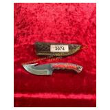 Multi Colored Damascus Knife With Sheath Multi Colored Damascus Knife With Sheath
