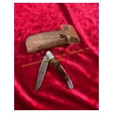 Damascus Pocket Knife with Sheath