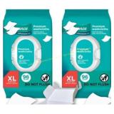 2 Pack Assurance XL Wipes, White