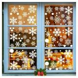 GonLei 180 PCS White Snowflake Window Clings