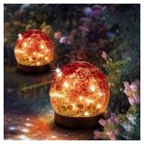 PathGlo Solar Globe Lights, Cracked Glass (2 Pack)