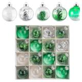 16PCS MERRYHEART Green Christmas Balls, 3.15Inch
