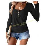 EasyGala Womens Scoop Neck Long Sleeve Top Lg