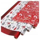 BIOBROWN Christmas Wrapping Paper Set, 4 Rolls