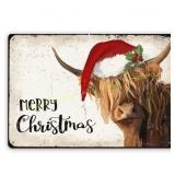 BearCake Christmas Highland Cow Sign, 8X12inch